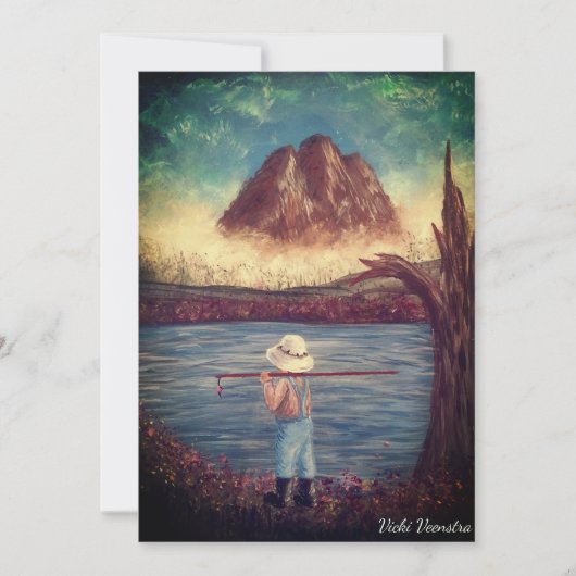 Jongen Viste Feestdagenkaart (Voorkant)