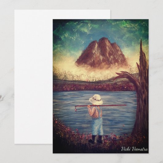 Jongen Viste Feestdagenkaart (Voorkant / Achterkant)