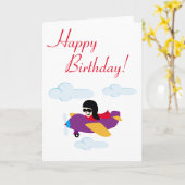 Jongen vliegen met een vliegtuig kaart (Gele Bloem)