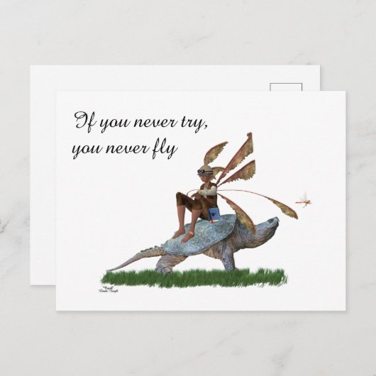 Jongen vliegen op Briefkaart (Voorkant / Achterkant)