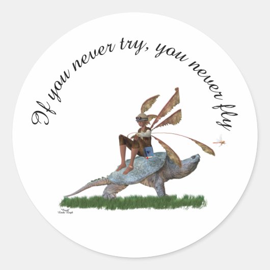 Jongen vliegen op de Sticker van de schildpad (Voorkant)