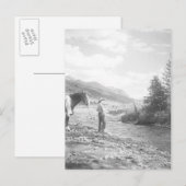 Jongen vliegen vissen. briefkaart (Voorkant / Achterkant)