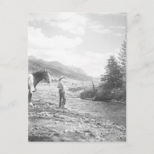 Jongen vliegen vissen. briefkaart (Voorkant)