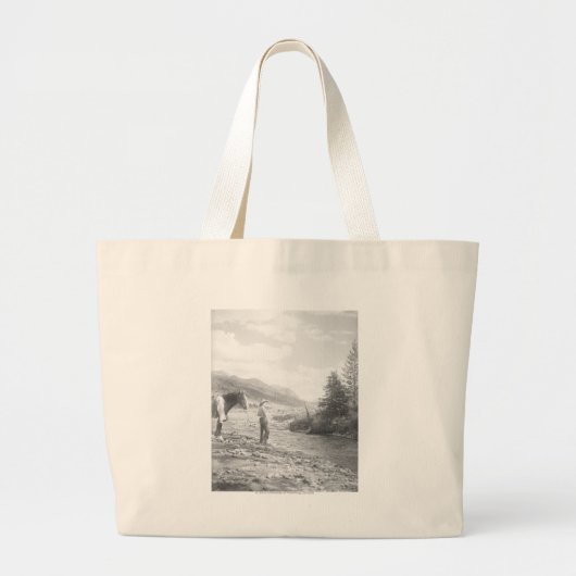Jongen vliegen vissen. grote tote bag (Voorkant)