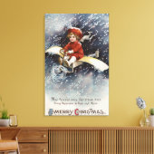 Jongen vliegend Make-Shift-vliegtuig Canvas Afdruk (Insitu (Woonkamer))