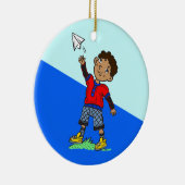 Jongen vliegvliegtuig keramisch ornament (Rechts)