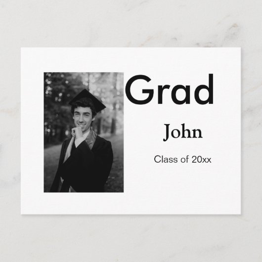 jongen voeg naam datum jaar tekst QR afstudeerfees Briefkaart (Voorkant)