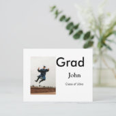 jongen voeg naam datum jaar tekst QR afstudeerfees Briefkaart (Staand voorkant)