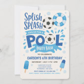 Jongen Voetbal Pool Party Verjaardag Uitnodiging (Voorkant)