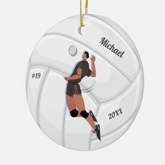 Jongen Volleyball Player Kind Naam Jersey Team Num Keramisch Ornament (Links)