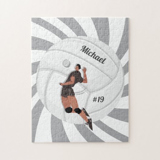 Jongen Volleyball Player Kind Naam Jersey Team Num Legpuzzel (Verticaal)