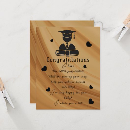 Jongen vriend's Afstuderen Kaart (Voorkant / Achterkant in situ)