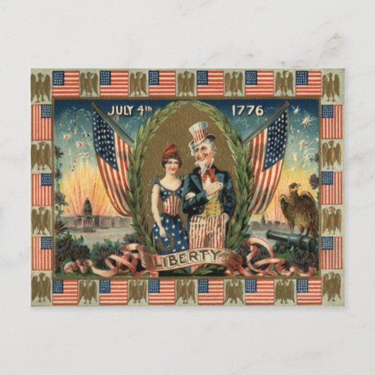 Jongen Vuurwerk Amerikaanse Vlag Briefkaart (Voorkant)