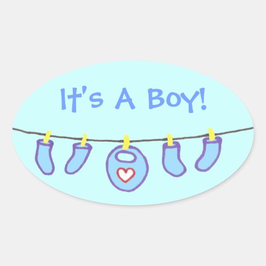 Jongen was een jongen. Gepersonaliseerd Ovale Sticker (Voorkant)