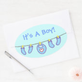 Jongen was een jongen. Gepersonaliseerd Ovale Sticker (Envelop)