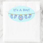 Jongen was een jongen. Gepersonaliseerd Ovale Sticker (Tas)