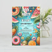 jongen water blauw Cool Zwembad Party 13e Verjaard Kaart (Staand voorkant)