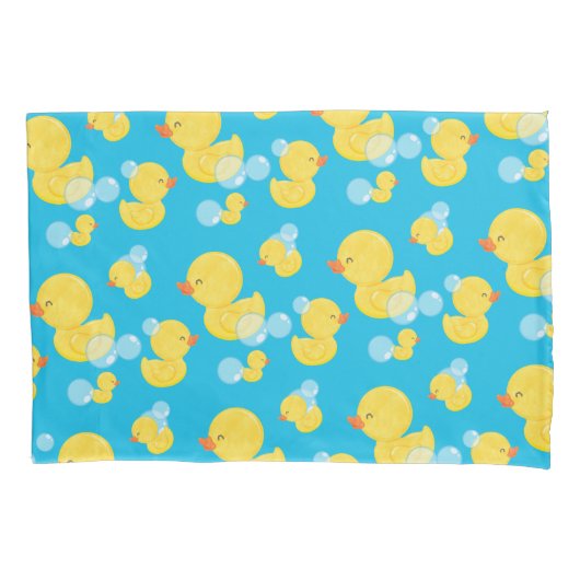 Jongen Watercolor Rubber Eend Kussensloop Set (Voorkant-Links)