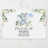 Jongen Waterverf Baby shower Pop Sparkling Wijnetiket (Enkel label)