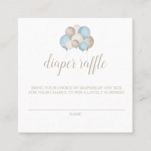 Jongen! Waterverf ballon, diaper, Kaart Raffle Vierkante Visitekaartje (Voorkant)