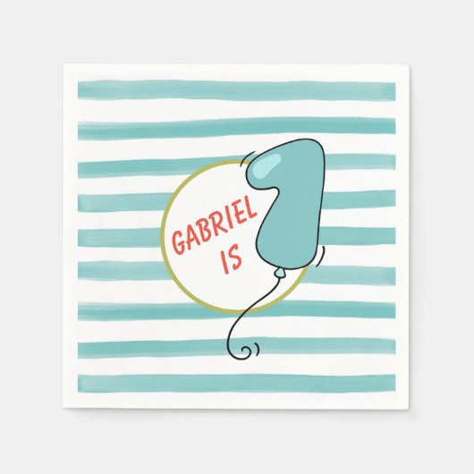 Jongen Waterverf ballonvaarde 1 september Servet (Voorkant)