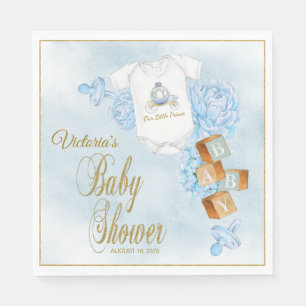 Jongen Waterverf Blauw Goud Baby Shower Servetten