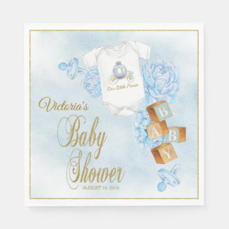 Jongen Waterverf Blauw Goud Baby Shower Servetten