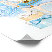 Jongen Waterverf Blue Gold Baby shower Sign. Poster (Hoek)