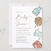 Jongen Waterverf Clothes Baby shower Invitation Kaart (Voorkant)