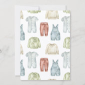 Jongen Waterverf Clothes Baby shower Invitation Kaart (Achterkant)