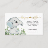 Jongen Waterverf Elephant Diaper Raffle Informatiekaartje (Voorkant)