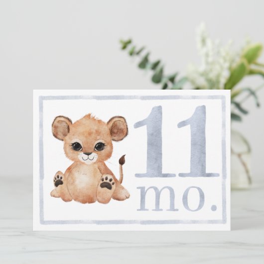 Jongen Waterverf Milestone Elf maanden oude kaart (Staand voorkant)