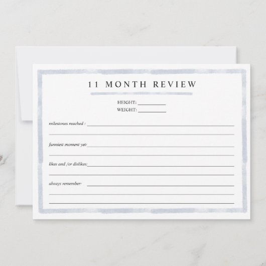 Jongen Waterverf Milestone Elf maanden oude kaart (Achterkant)