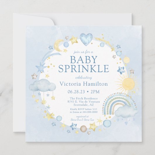 Jongen Waterverf Regenboog Baby Shower Kaart (Voorkant)