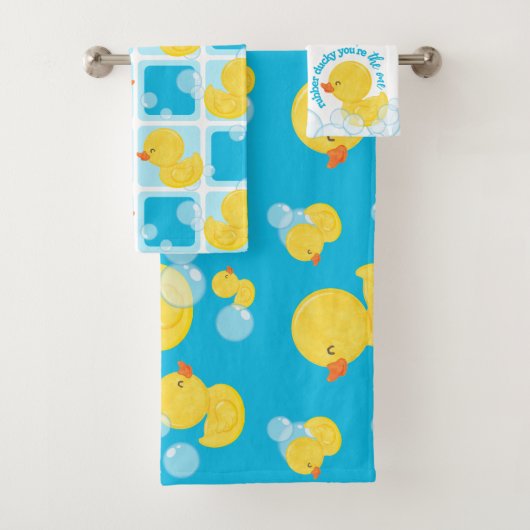 Jongen Waterverf Rubber Duck Bad Handdoek (Insitu)