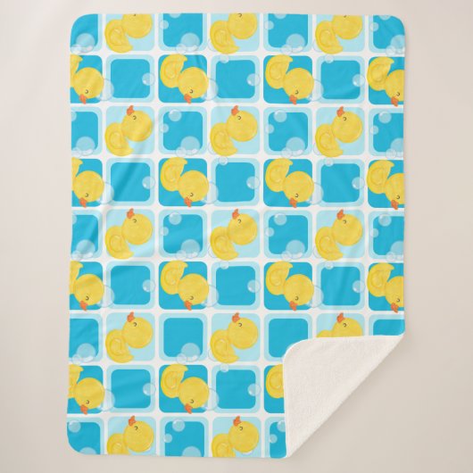 Jongen Waterverf Rubber Duck Geruit Groot Sherpa Deken (Voorkant)