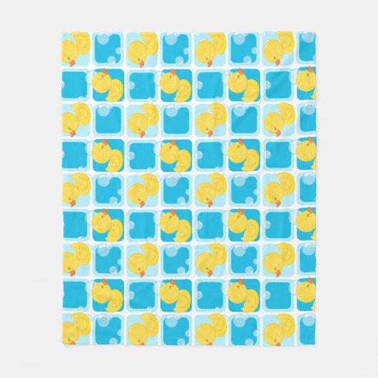 Jongen Waterverf Rubber Duck Geruite Medium Fleece Deken (Voorkant)