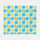 Jongen Waterverf Rubber Duck Geruite Medium Fleece Deken (Voorkant (Horizontaal))