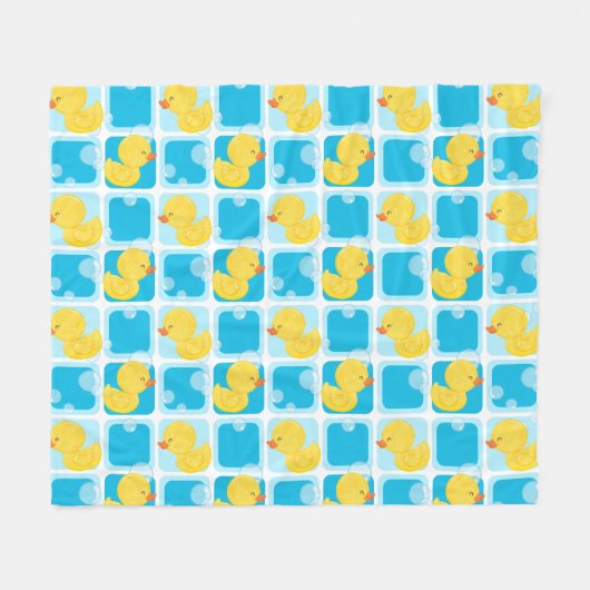Jongen Waterverf Rubber Duck Geruite Medium Fleece Deken (Voorkant (Horizontaal))