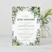 Jongen Waterverf Woodland Baby shower Kaart (Staand voorkant)