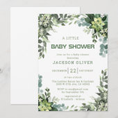 Jongen Waterverf Woodland Baby shower Kaart (Voorkant / Achterkant)