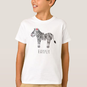 Jongen Waterverf Zebra Safari met naam T-shirt