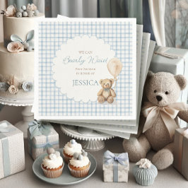Jongen We kunnen bijna niet wachten Teddybeer Baby Servet