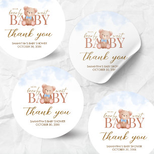 Jongen, we kunnen nauwelijks wachten op Baby showe Ronde Sticker