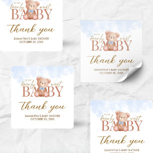 Jongen, we kunnen nauwelijks wachten op Baby showe Vierkante Sticker