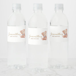 Jongen, we kunnen nauwelijks wachten op Baby showe Waterfles Etiket