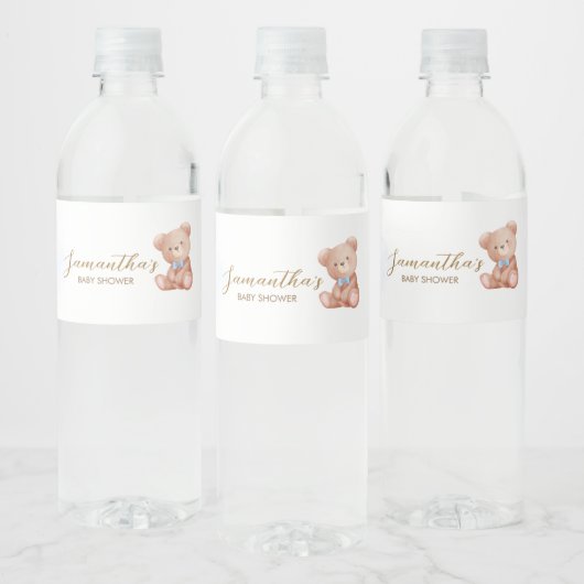 Jongen, we kunnen nauwelijks wachten op Baby showe Waterfles Etiket (Flessen)