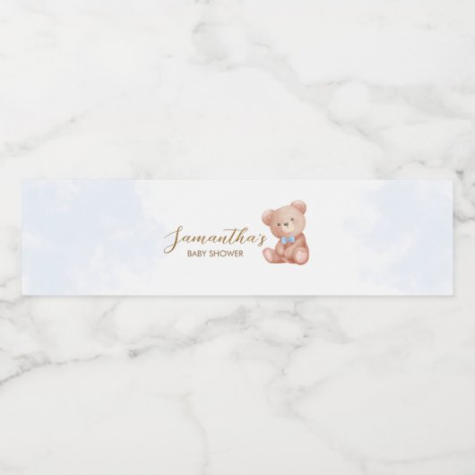 Jongen, we kunnen nauwelijks wachten op Baby showe Waterfles Etiket (Enkel label)