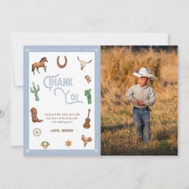 Jongen Western eerste verjaardag Rodeo Hartelijk d Bedankkaart