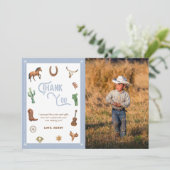 Jongen Western eerste verjaardag Rodeo Hartelijk d Bedankkaart (Staand voorkant)